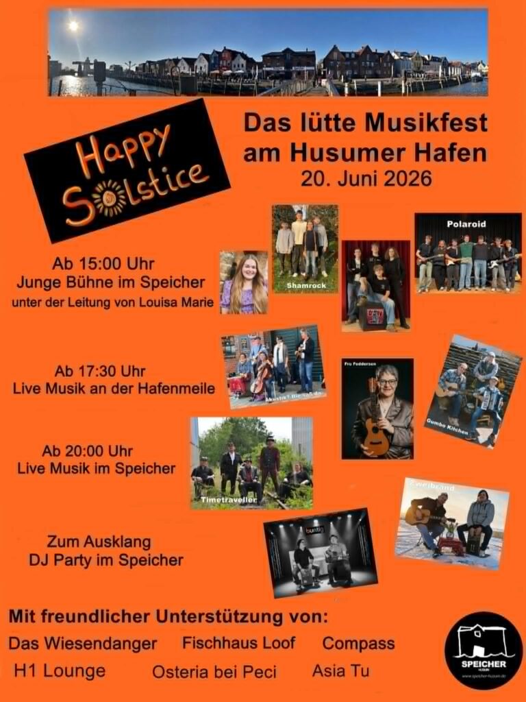 Musikalischer Marathon zur Sommersonnenwende: Happy Solstice am 20. Juni am Husumer Hafen